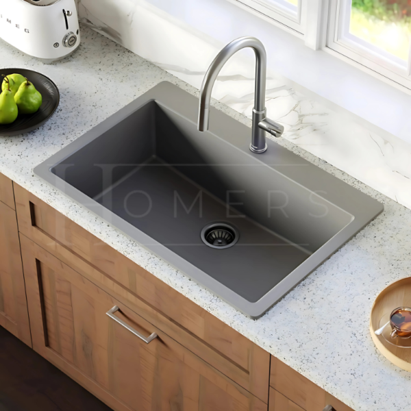 Granite kitchen sink size 80×50×20, Silver - Image 2