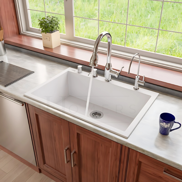 Granite kitchen sink size 70×50×20, white - Image 2