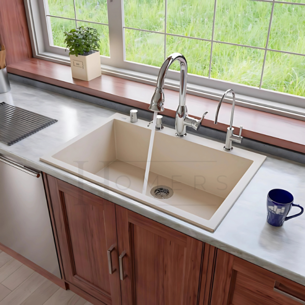 Granite kitchen sink size 85×50×22, Beige - Image 2