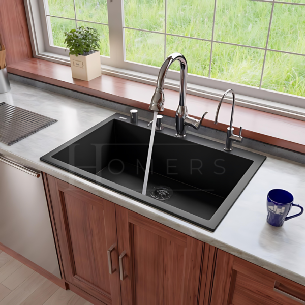 Granite kitchen sink size 70×50×20, black - Image 2