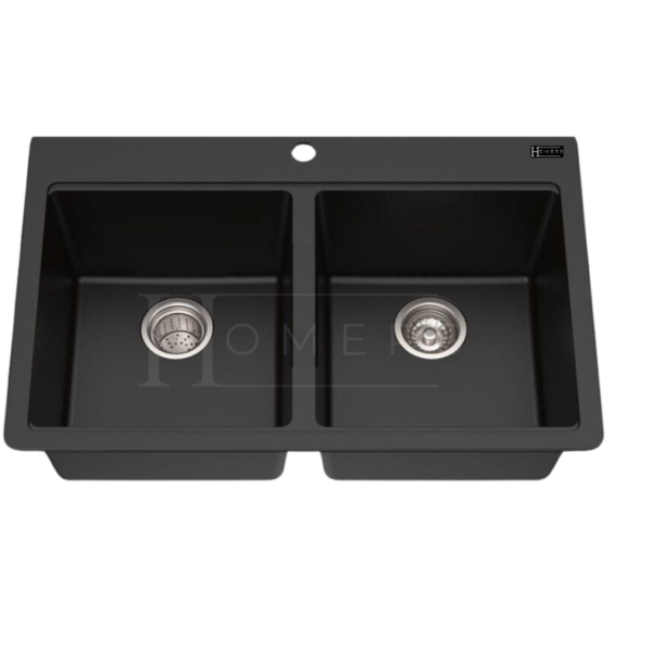 Double Bowl Granite kitchen sink size 80×50×20, Black