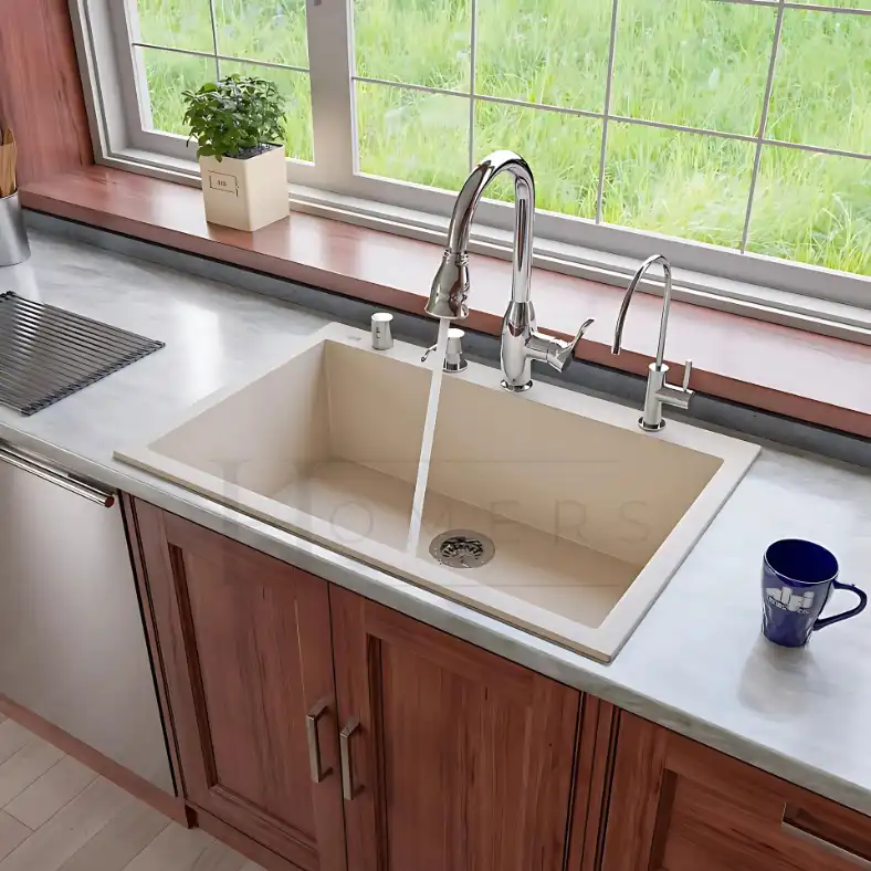 Granite kitchen sink size 85×50×22, Beige - Image 3