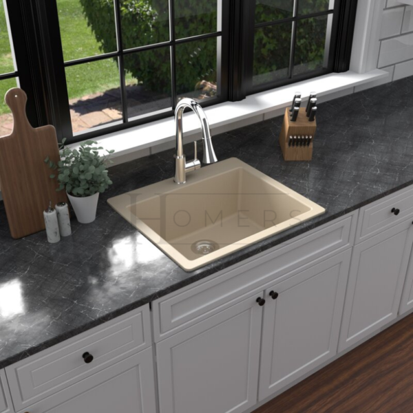 Granite kitchen sink size 60×50×20, Beige - Image 2