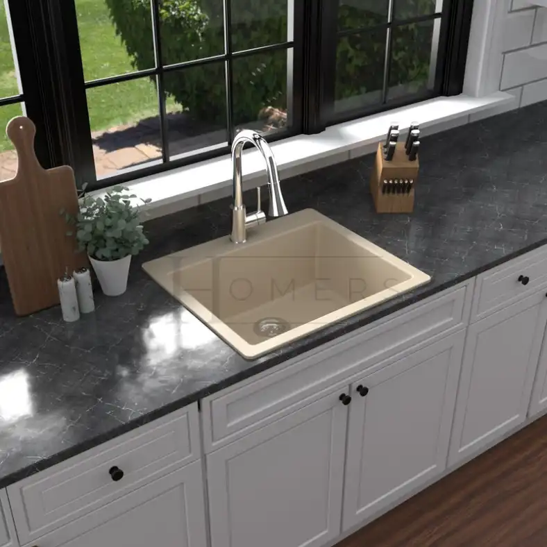 Granite kitchen sink size 60×50×20, Beige - Image 3