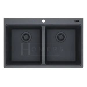 Double Bowl Granite kitchen sink size 80×50×20, Dark Gray