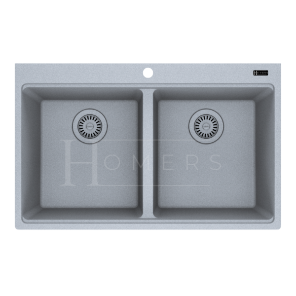 Double Bowl Granite kitchen sink size 80×50×20, Silver