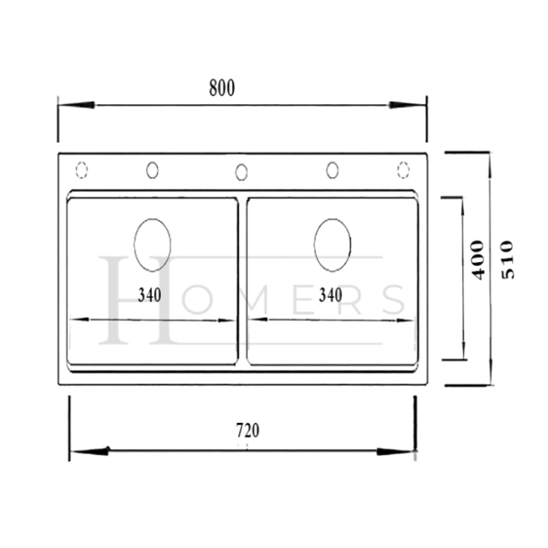 Double Bowl Granite kitchen sink size 80×50×20, Black - Image 5