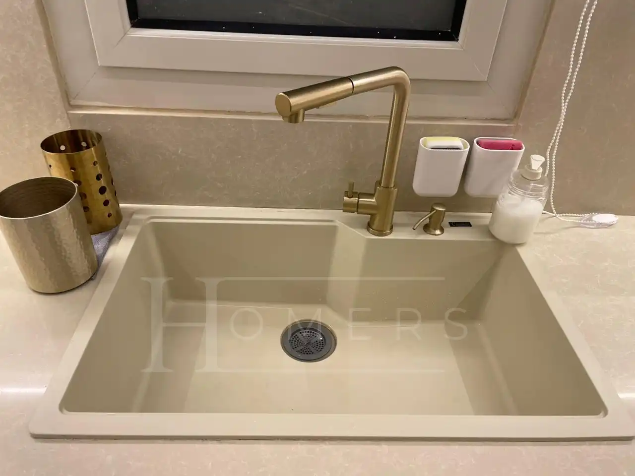 Granite kitchen sink size 78×50×22, New edition ,Beige - Image 3